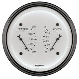 GAUGE, DUAL, WTMP & VOLT, 3 3/8in, 250?F & 18V, ELEC, OLD TYME WHITE
