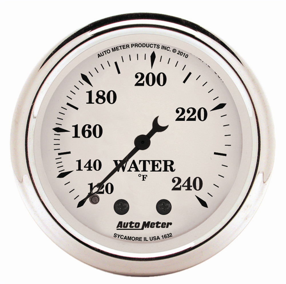 GAUGE, WATER TEMP, 2 1/16in, 120-240?F, MECH, OLD TYME WHITE