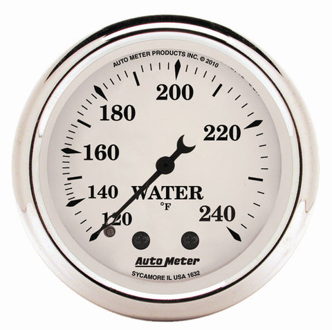 GAUGE, WATER TEMP, 2 1/16in, 120-240?F, MECH, OLD TYME WHITE