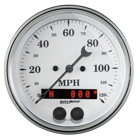 GAUGE, SPEEDOMETER, 3 3/8in, 120MPH, GPS, OLD TYME WHITE