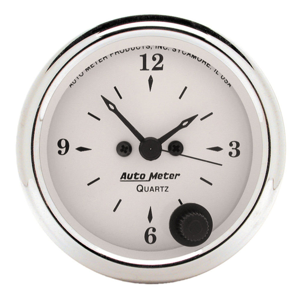 GAUGE, CLOCK, 2 1/16in, 12HR, ANALOG, OLD TYME WHITE