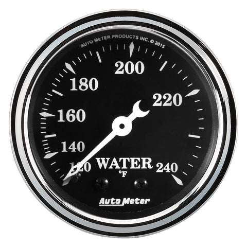 GAUGE, WATER TEMP, 2 1/16in, 120-240?F, MECH, OLD TYME BLACK
