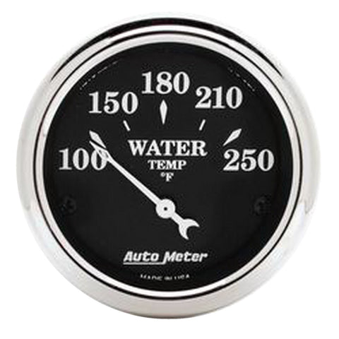 GAUGE, WATER TEMP, 2 1/16in, 250?F, ELEC, OLD TYME BLACK