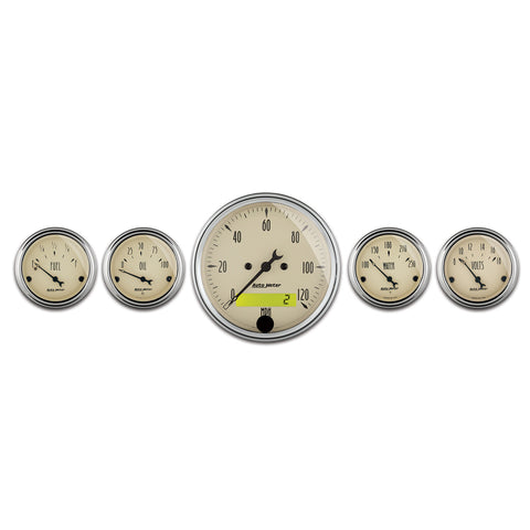 GAUGE KIT, 5 PC., 3 1/8in & 2 1/16in, ELEC. SPEEDOMETER, ANTIQUE BEIGE