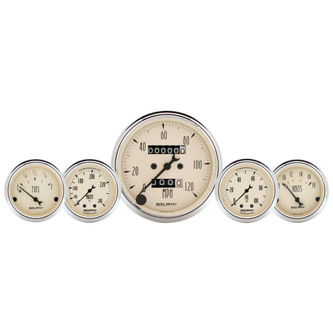 GAUGE KIT, 5 PC., 3 1/8in & 2 1/16in, MECH. SPEEDO., WTMP & OILP, ANTQ BEIGE