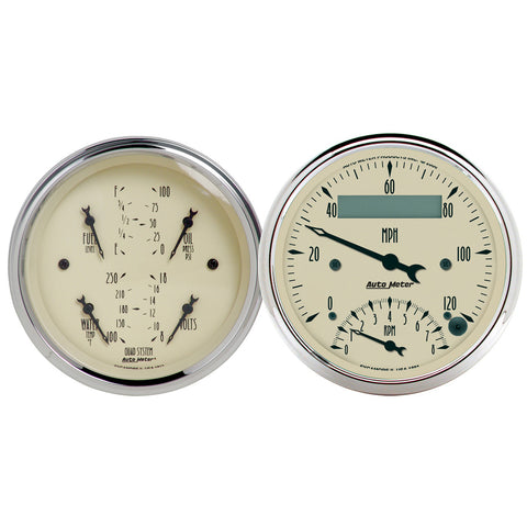 GAUGE KIT, 2 PC., QUAD & TACH/SPEEDO, 3 3/8in, ANTIQUE BEIGE
