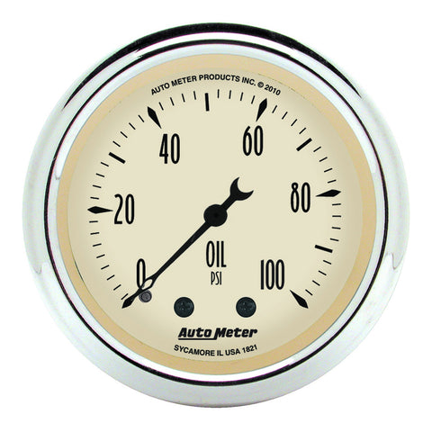 GAUGE, OIL PRESS, 2 1/16in, 100PSI, MECH, ANTIQUE BEIGE