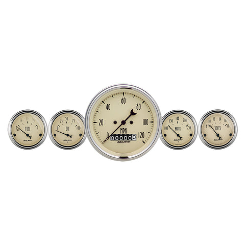 GAUGE KIT, 5 PC., 3 3/8in & 2 1/16in, ELEC. SPEEDOMETER, ANTIQUE BEIGE