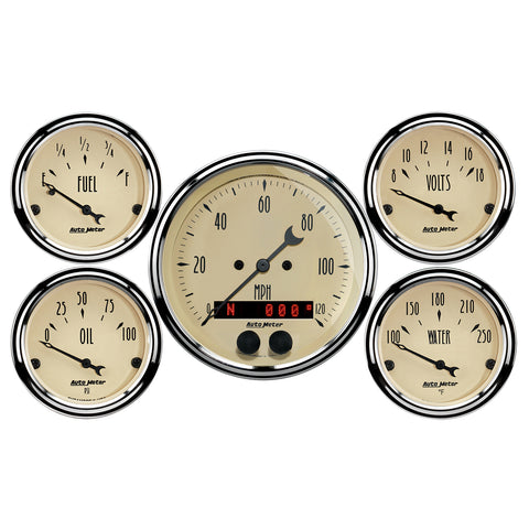 GAUGE KIT, 5 PC., 3 3/8in & 2 1/16in, GPS SPEEDOMETER, ANTIQUE BEIGE