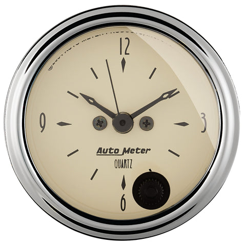 GAUGE, CLOCK, 2 1/16in, 12HR, ANALOG, ANTIQUE BEIGE