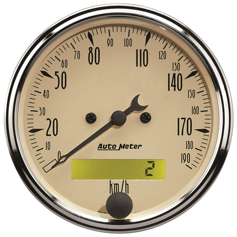 GAUGE, SPEEDOMETER, 3 1/8in, 190KM/H, ELEC. PROG. W/ LCD ODO, ANTIQUE BEIGE