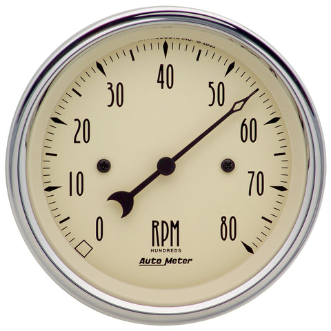 GAUGE, TACHOMETER, 3 3/8in, 8K RPM, IN-DASH, ANTIQUE BEIGE