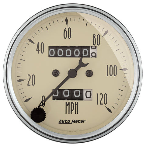 GAUGE, SPEEDOMETER, 3 1/8in, 120MPH, MECHANICAL, ANTIQUE BEIGE
