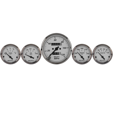 GAUGE KIT, 5 PC., 3 1/8in & 2 1/16in, MECH. SPEEDOMETER, AMERICAN PLATINUM