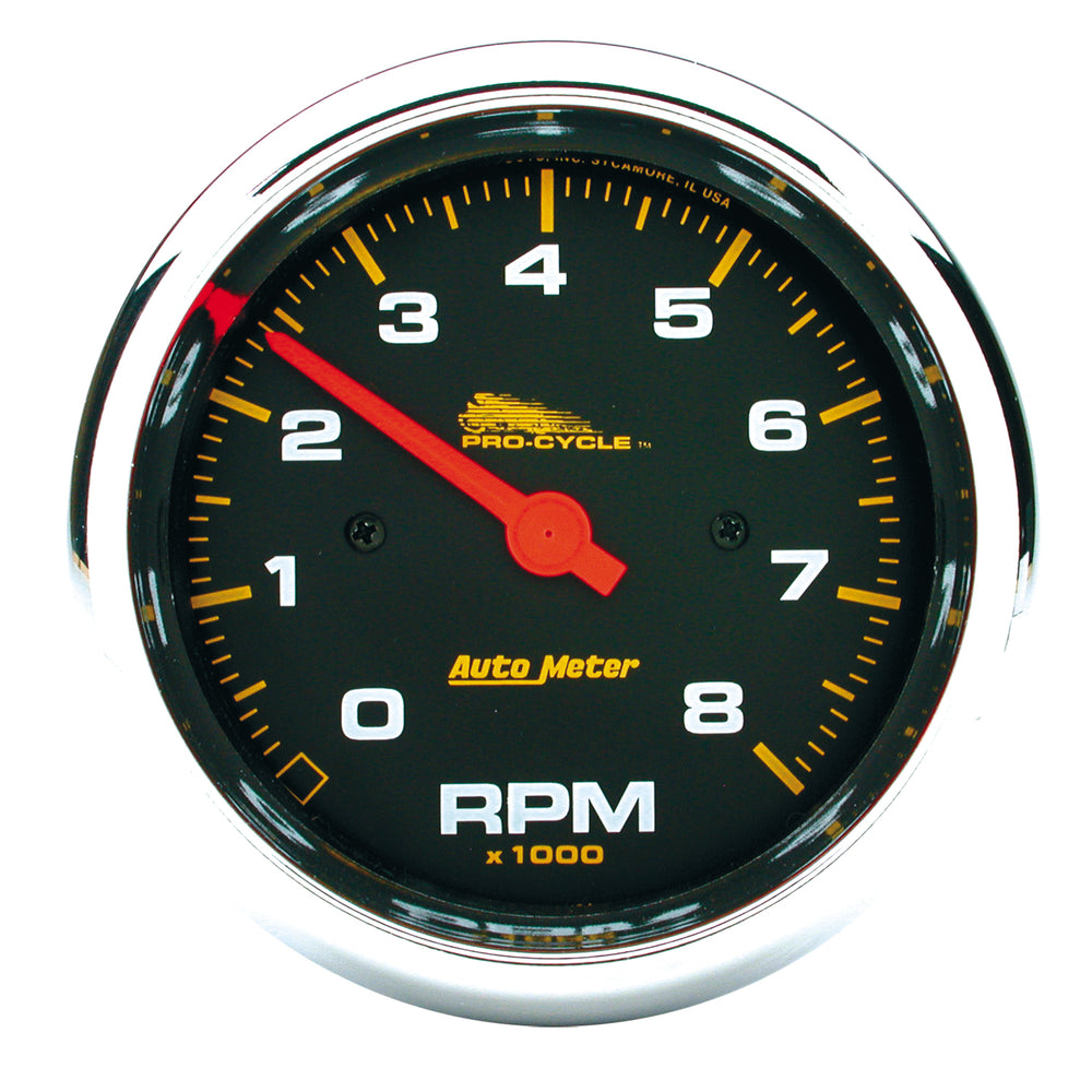 GAUGE, TACH, 3 3/4in, 8K RPM, 2&4 CYLINDER, BLACK, PRO-CYCLE
