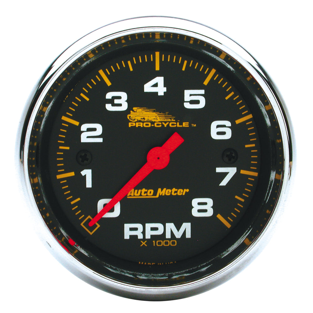 GAUGE, TACH, 2 5/8in, 8K RPM, 2&4 CYLINDER, BLACK, PRO-CYCLE