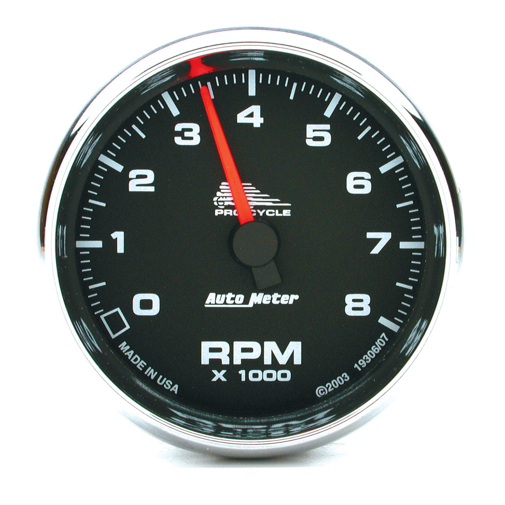 GAUGE, TACH, 2 5/8in, 8K RPM, 2&4 CYLINDER, BLACK, PRO-CYCLE