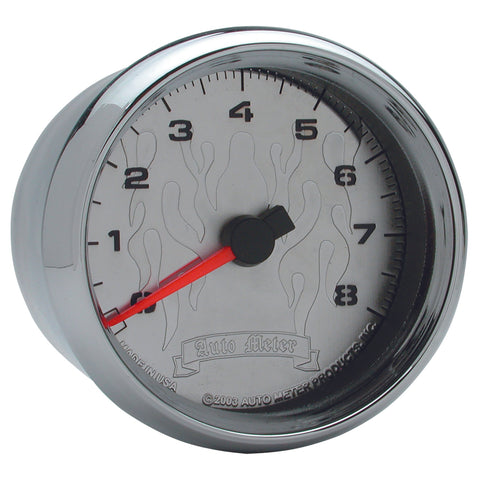 GAUGE, TACH, 2 5/8in, 8K RPM, 2&4 CYLINDER, CHROME FLAME, PRO-CYCLE