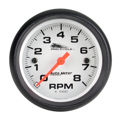 GAUGE, TACH, 2 5/8in, 8K RPM, 2&4 CYLINDER, WHITE, PRO-CYCLE