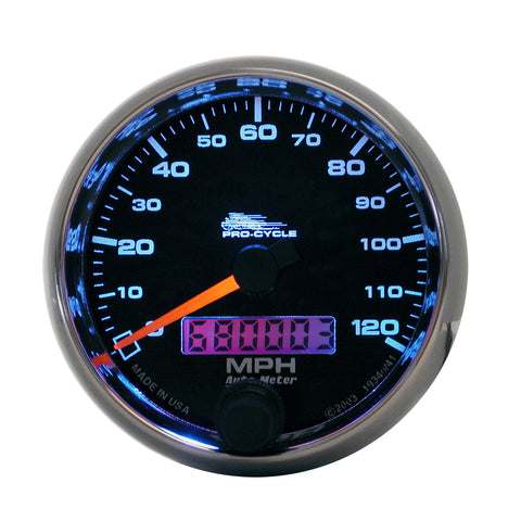 GAUGE, SPEEDO, 2 5/8in, 120 MPH, ELEC, BLACK, PRO-CYCLE