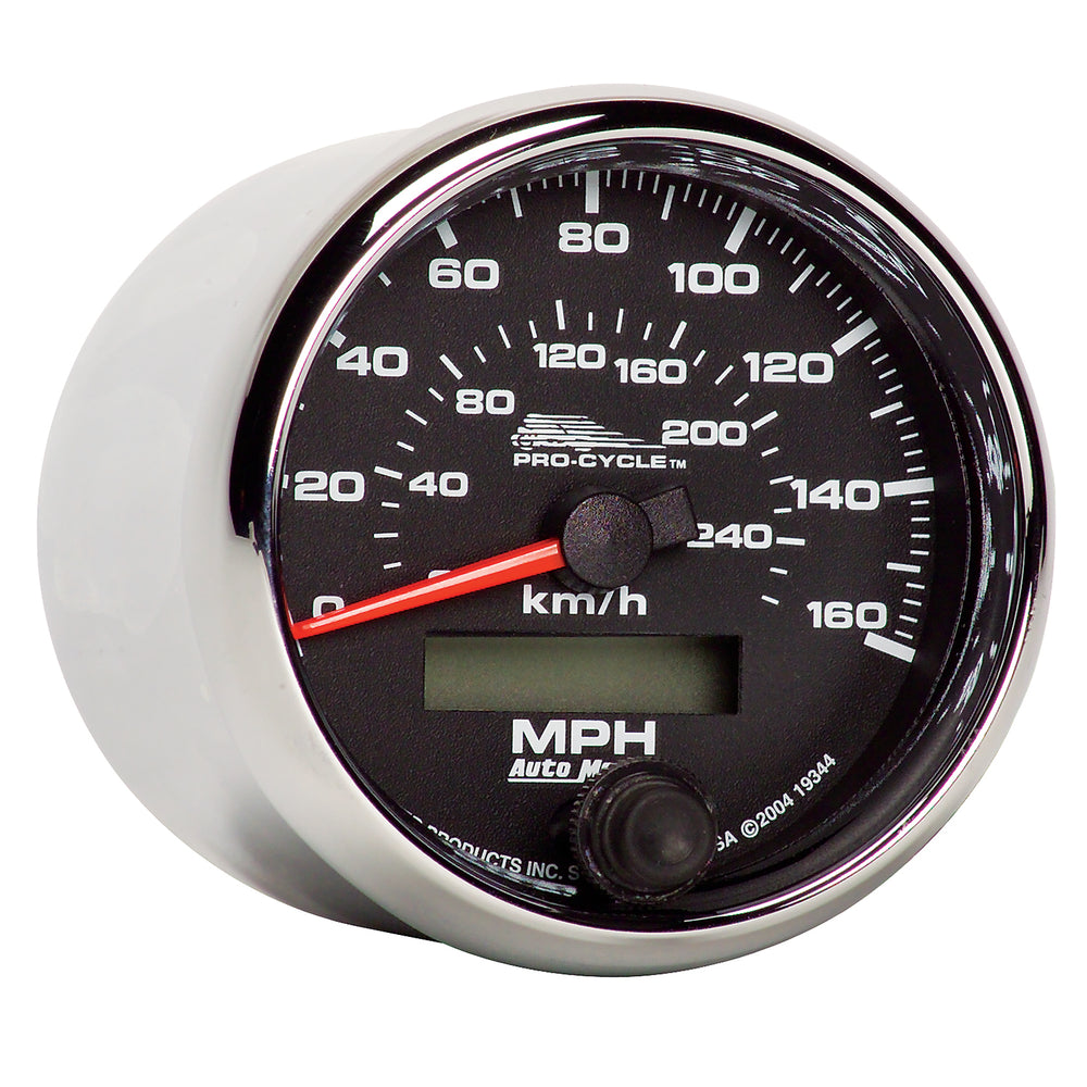 GAUGE, SPEEDO, 2 5/8in, 160 MPH/260KM/H, ELEC, BLACK, PRO-CYCLE