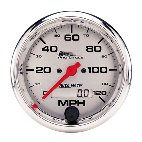 GAUGE, SPEEDO, 3 3/4in, 120 MPH, ELEC, SILVER, PRO-CYCLE