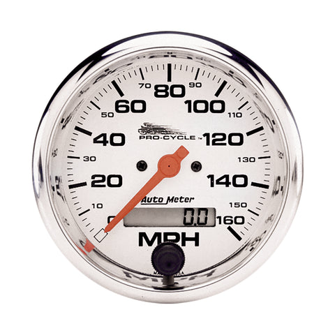 GAUGE, SPEEDO, 3 3/4in, 160 MPH, ELEC, WHITE, PRO-CYCLE