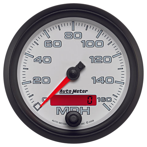 GAUGE, SPEEDOMETER, 3 3/8in, 160MPH, ELEC. PROGRAMMABLE, WHITE, PRO-CYCLE