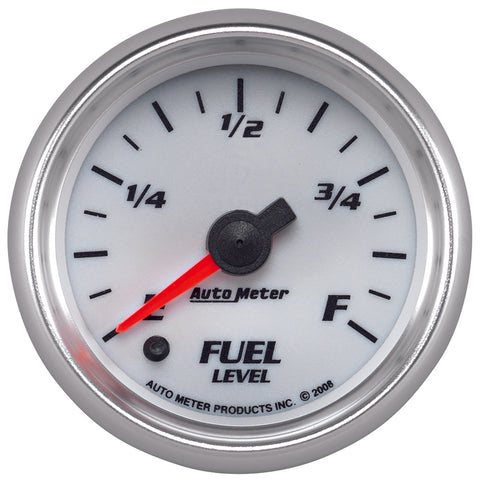 GAUGE, FUEL LEVEL, 2 1/16in, 0-280O PROGRAMMABLE, WHITE, PRO-CYCLE