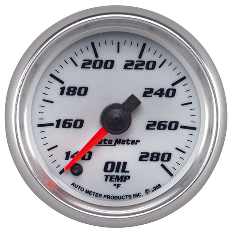 GAUGE, OIL TEMP, 2 1/16in, 140-280?F, DIGITAL STEPPER MOTOR, WHITE, PRO-CYCLE