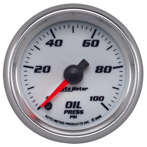 GAUGE, OIL PRESSURE, 2 1/16in, 100PSI, DIGITAL STEPPER MOTOR, WHITE, PRO-CYCLE