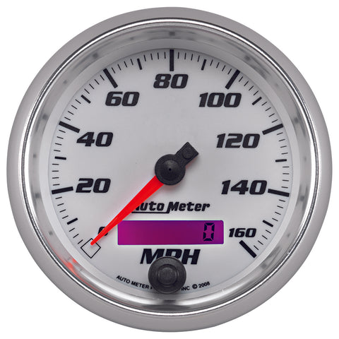 GAUGE, SPEEDOMETER, 3 3/8in, 160MPH, ELEC. PROGRAMMABLE, WHITE, PRO-CYCLE