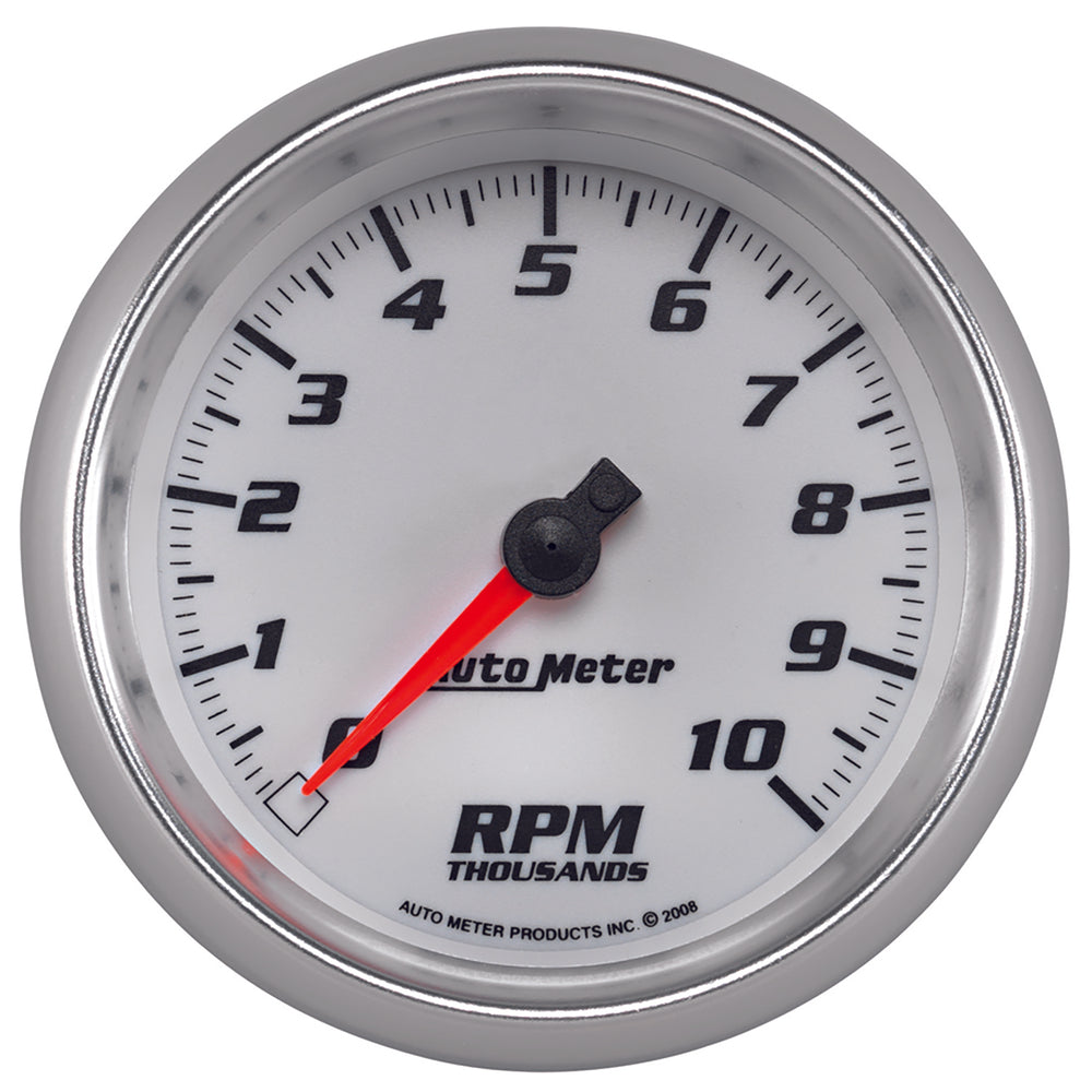 GAUGE, TACHOMETER, 3 3/8in, 10K RPM, WHITE, PRO-CYCLE
