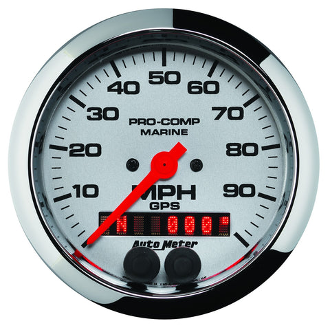 GAUGE, SPEEDOMETER, 3 3/8in, 100MPH, GPS, MARINE CHROME