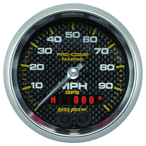 GAUGE, SPEEDOMETER, 3 3/8in, 100MPH, GPS, MARINE CARBON FIBER