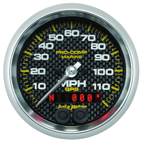 GAUGE, SPEEDOMETER, 3 3/8in, 120MPH, GPS, MARINE CARBON FIBER