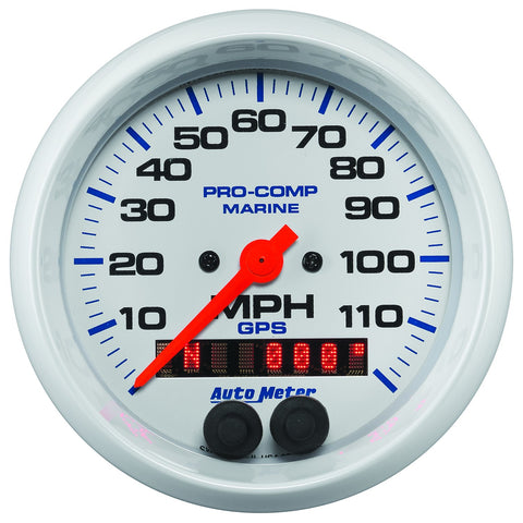 GAUGE, SPEEDOMETER, 3 3/8in, 120MPH, GPS, MARINE WHITE