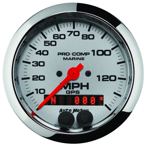 GAUGE, SPEEDOMETER, 3 3/8in, 140MPH, GPS, MARINE CHROME