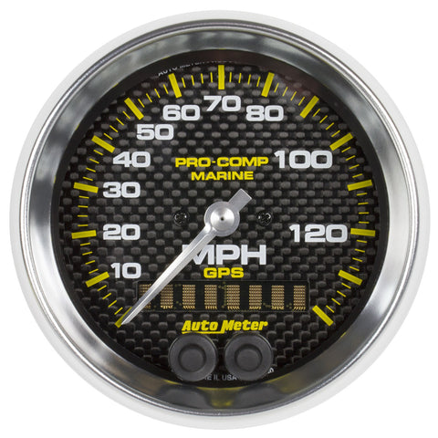 GAUGE, SPEEDOMETER, 3 3/8in, 140MPH, GPS, MARINE CARBON FIBER