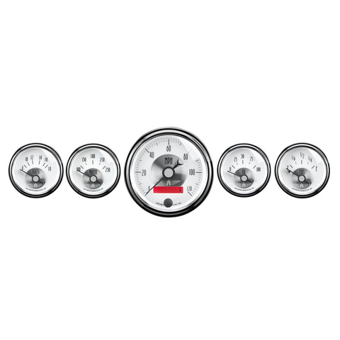 GAUGE KIT, 5 PC., 3 3/8in & 2 1/16in, ELEC. SPEEDO W/ LCD ODO, PRESTIGE PEARL