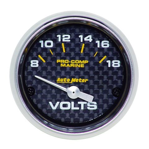 GAUGE, VOLTMETER, 2 1/16in, 18V, ELECTRIC, MARINE CARBON FIBER