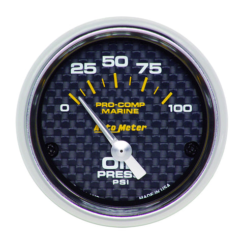 GAUGE, OIL PRESSURE, 2 1/16in, 100PSI, ELECTRIC, MARINE CARBON FIBER