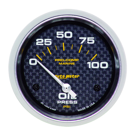 GAUGE, OIL PRESSURE, 2 5/8in, 100PSI, ELECTRIC, MARINE CARBON FIBER