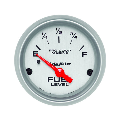 GAUGE, FUEL LEVEL, 2 1/16in, 240OE TO 33OF, ELEC, MARINE SILVER