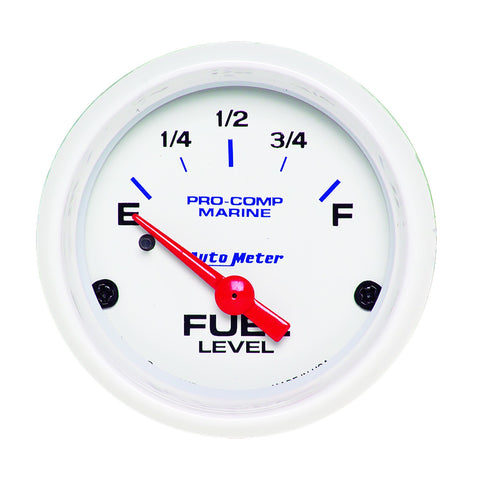 GAUGE, FUEL LEVEL, 2 1/16in, 240OE TO 33OF, ELEC, MARINE WHITE