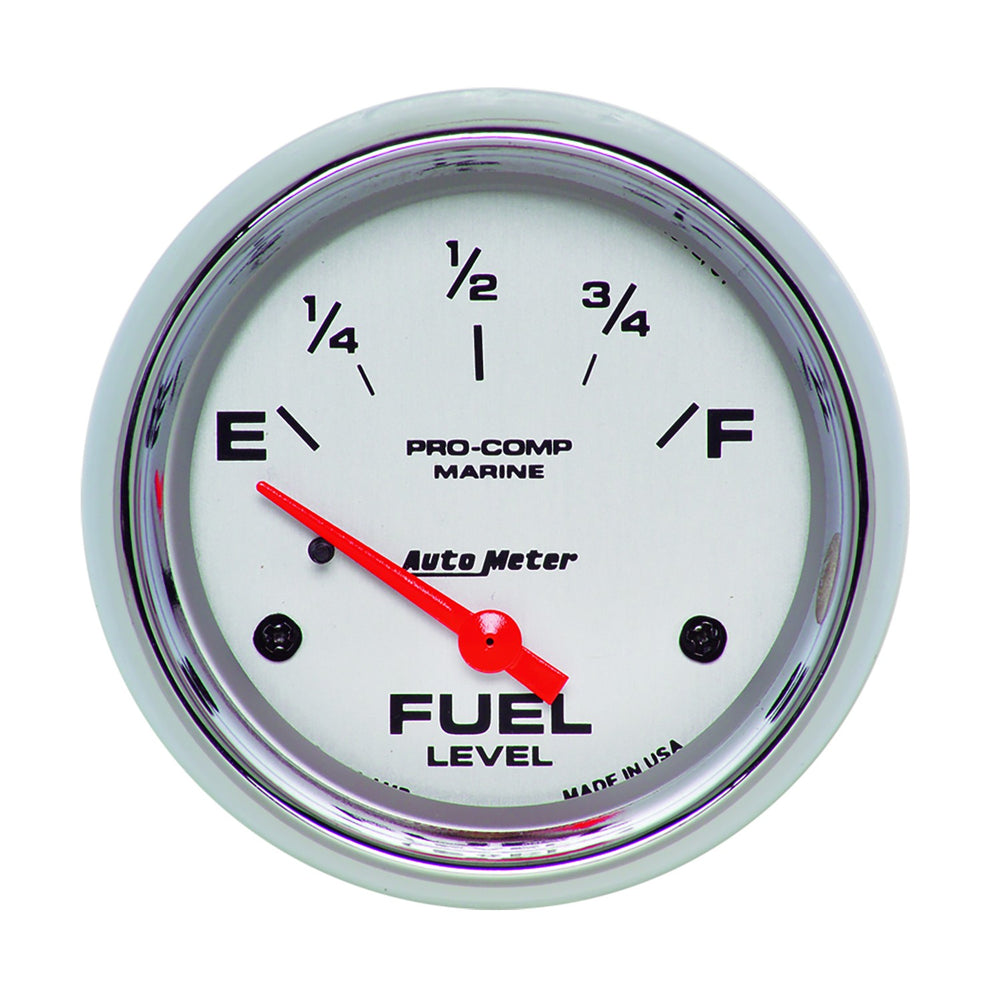 GAUGE, FUEL LEVEL, 2 5/8in, 240OE TO 33OF, ELEC, MARINE CHROME
