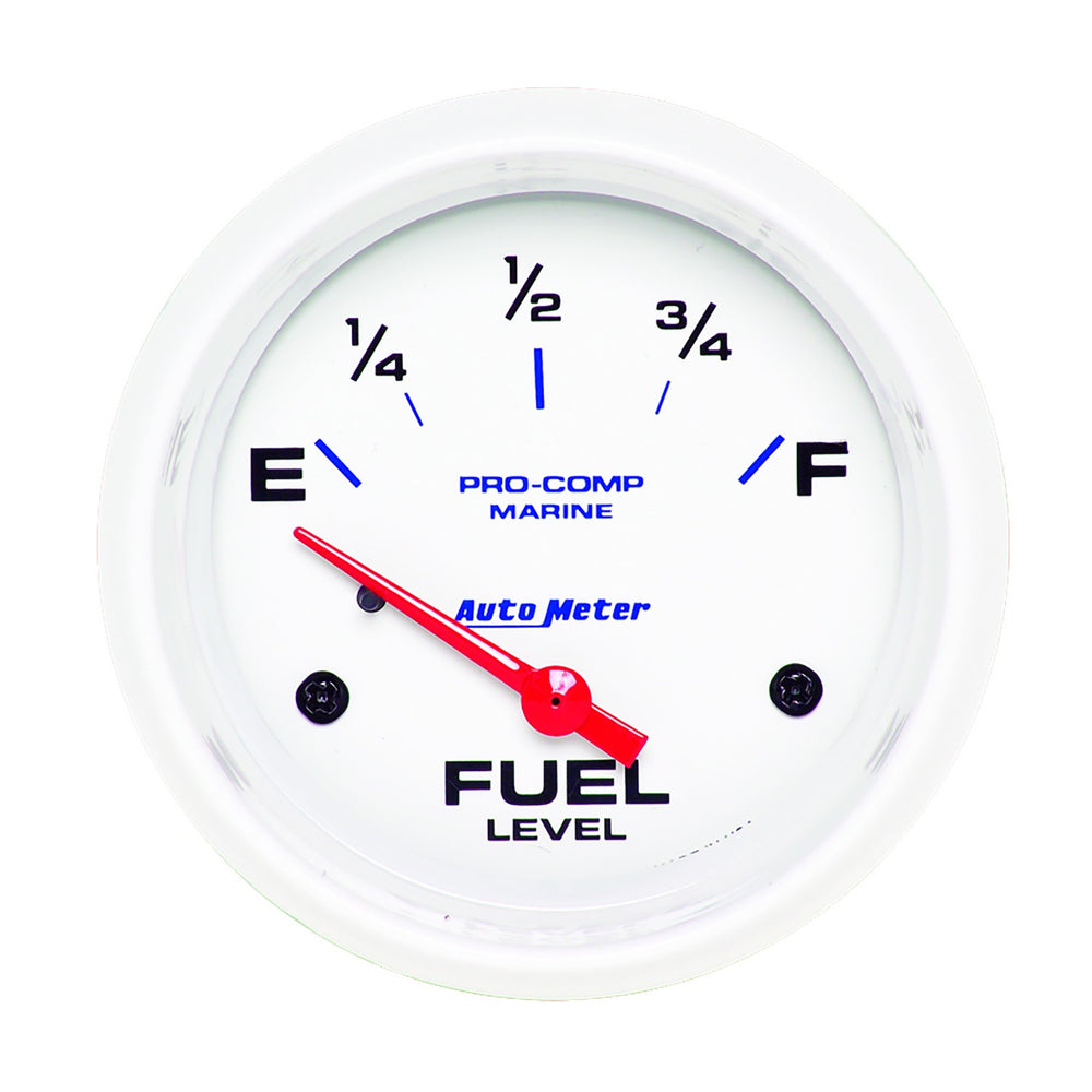 GAUGE, FUEL LEVEL, 2 5/8in, 240OE TO 33OF, ELEC, MARINE WHITE