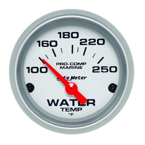 GAUGE, WATER TEMP, 2 1/16in, 100-250?F, ELECTRIC, MARINE SILVER