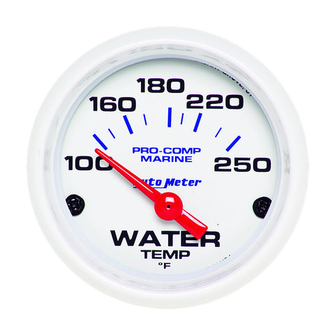 GAUGE, WATER TEMP, 2 1/16in, 100-250?F, ELECTRIC, MARINE WHITE