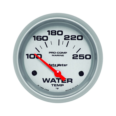 GAUGE, WATER TEMP, 2 5/8in, 100-250?F, ELECTRIC, MARINE SILVER